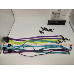 5-Pack of Eye Glass/Mask Lanyards W/Ex. Clips Blue, Green & Purple-Kids & Adults